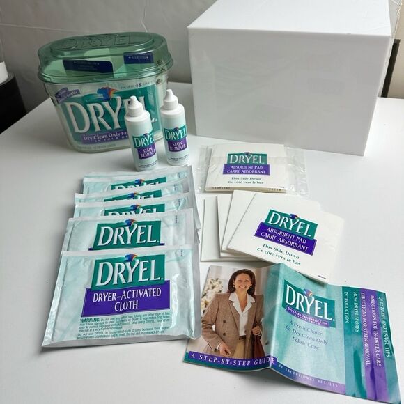 Dryel Starter Kit , 6 Dryer Cloths, 2 Bottles of Stain Remover & 8 Pads NO bag - Picture 4 of 9